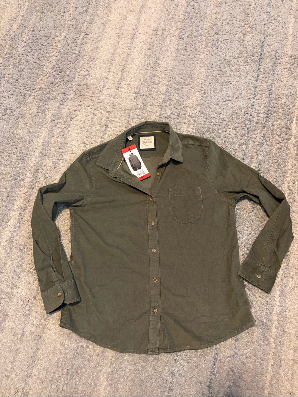 Jachs Girlfriend Corduroy Shirt Jacket Women M Green Long Sleeve Button Up NWT